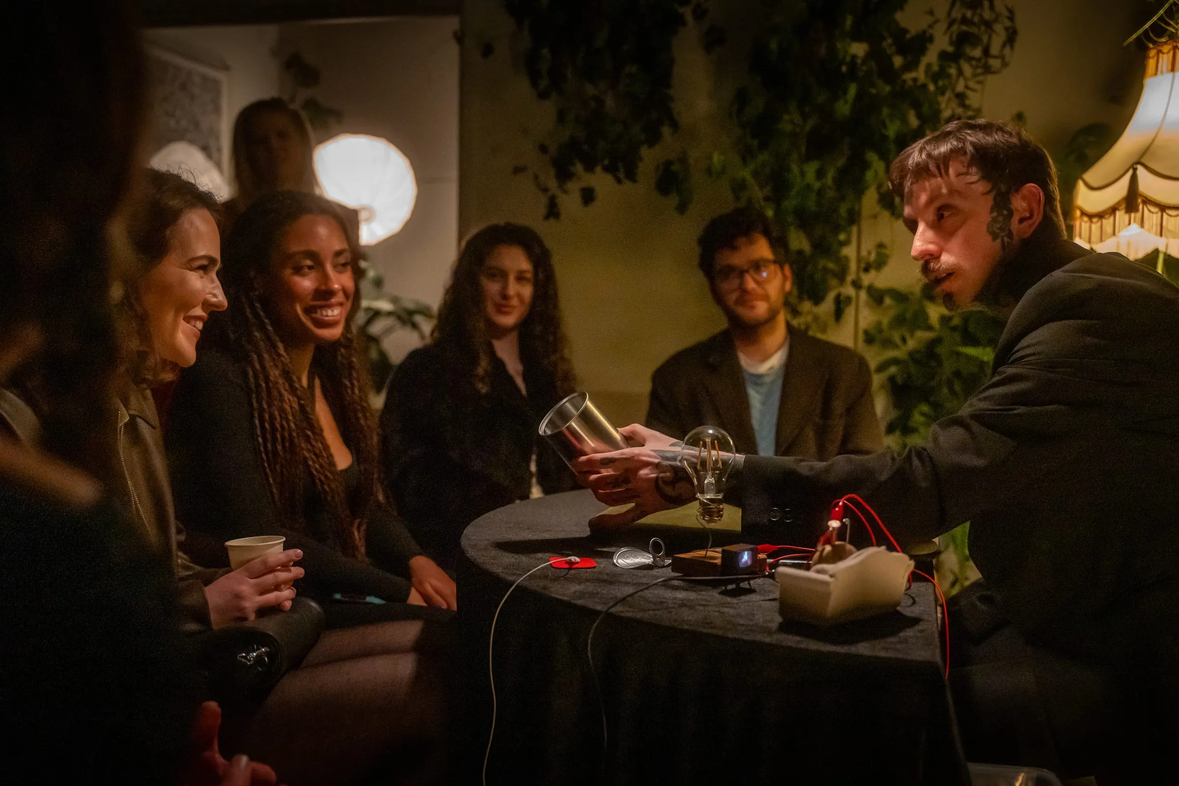 The warm, candlelit theatre during a show