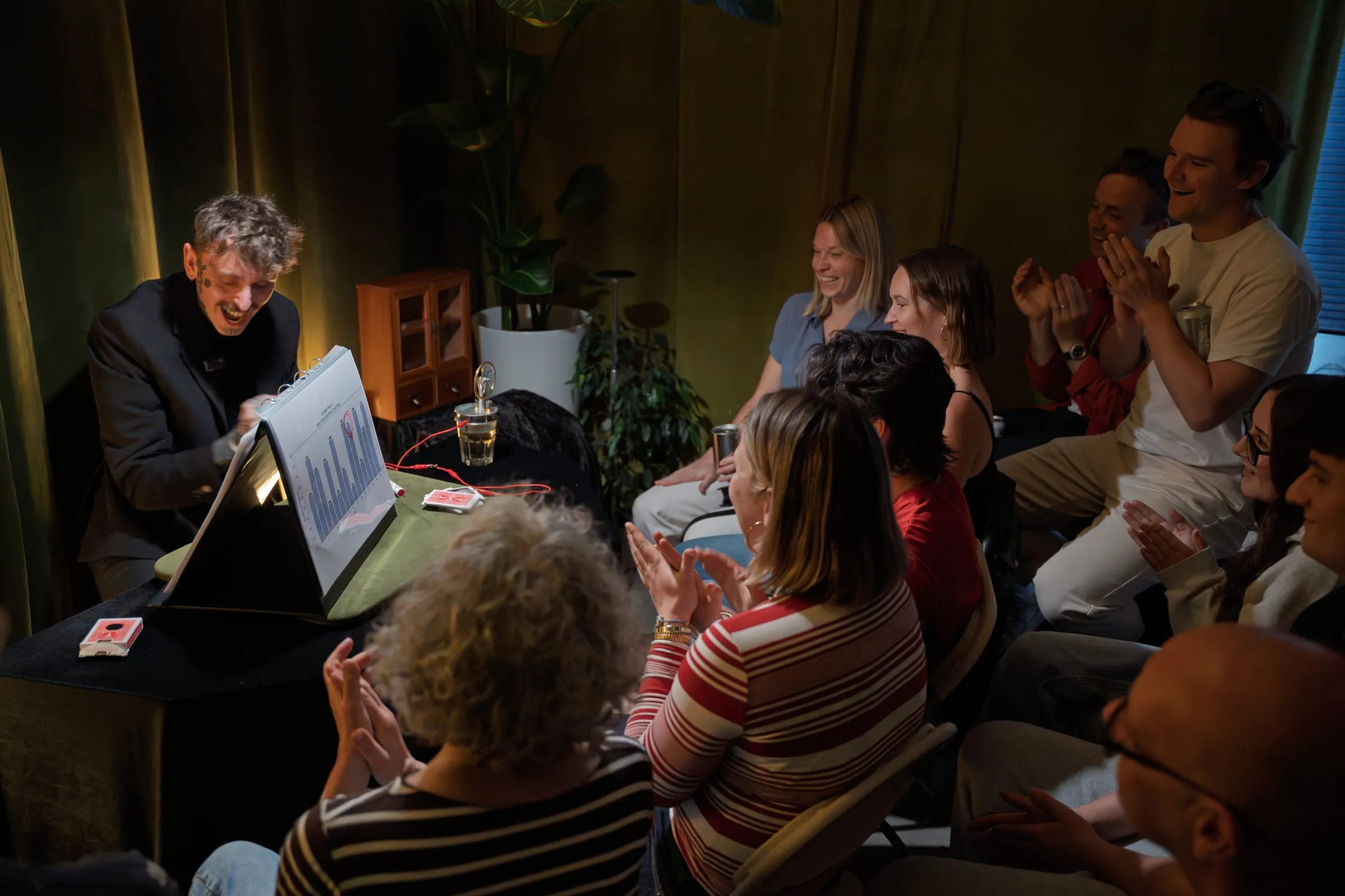 The intimate room during a close-up routine